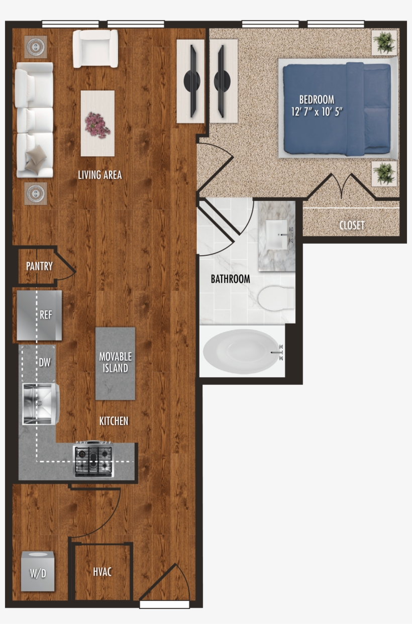 A3 Houston One Bedroom Floor Plan - Houston, transparent png