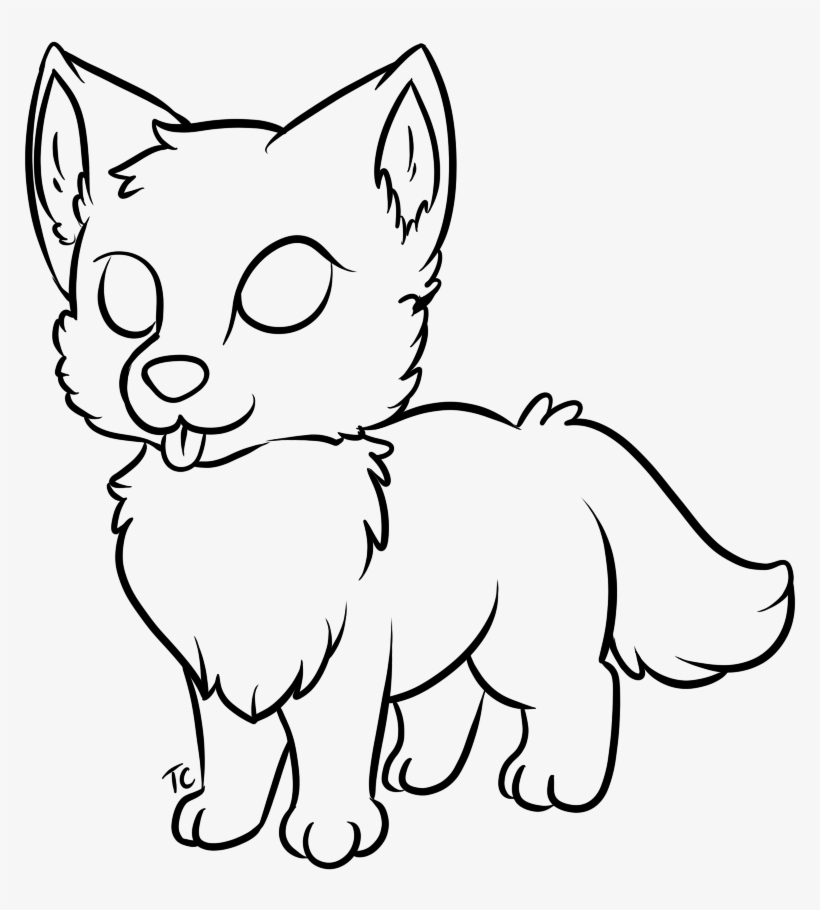 Wolf Pup Lineart Free By Uluri - Draw A Wolf Pup, transparent png
