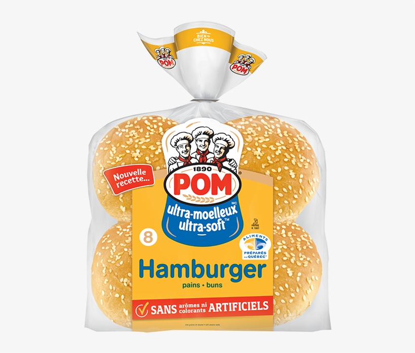 Pom® Ultra Moelleux Sesame Hamburger Buns 8-pack - Pom Hamburger Buns, transparent png