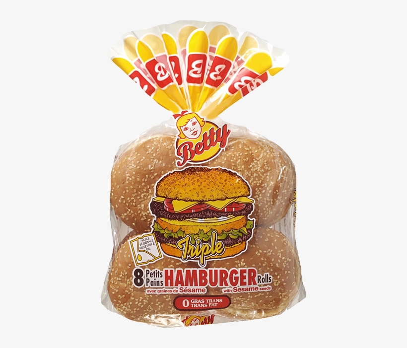 Hamburger Triple Decker With Sesame - Betty, transparent png