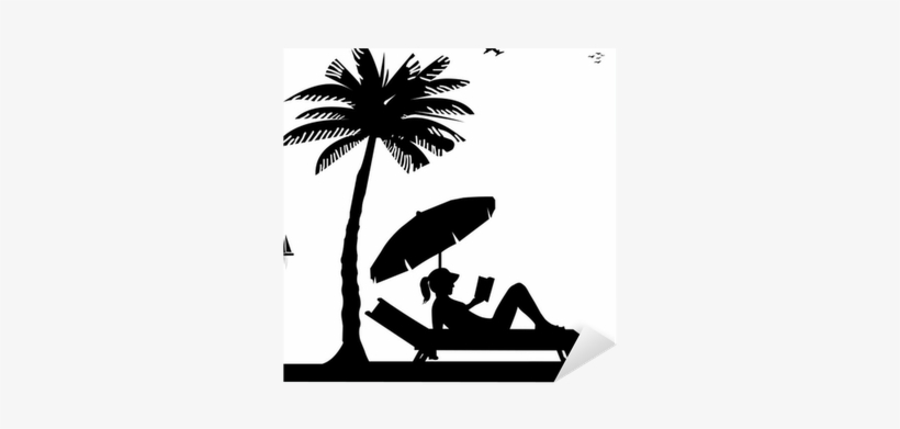 Silhouette Of Girl Reading A Book On The Beach Next - Beach Silhouette, transparent png