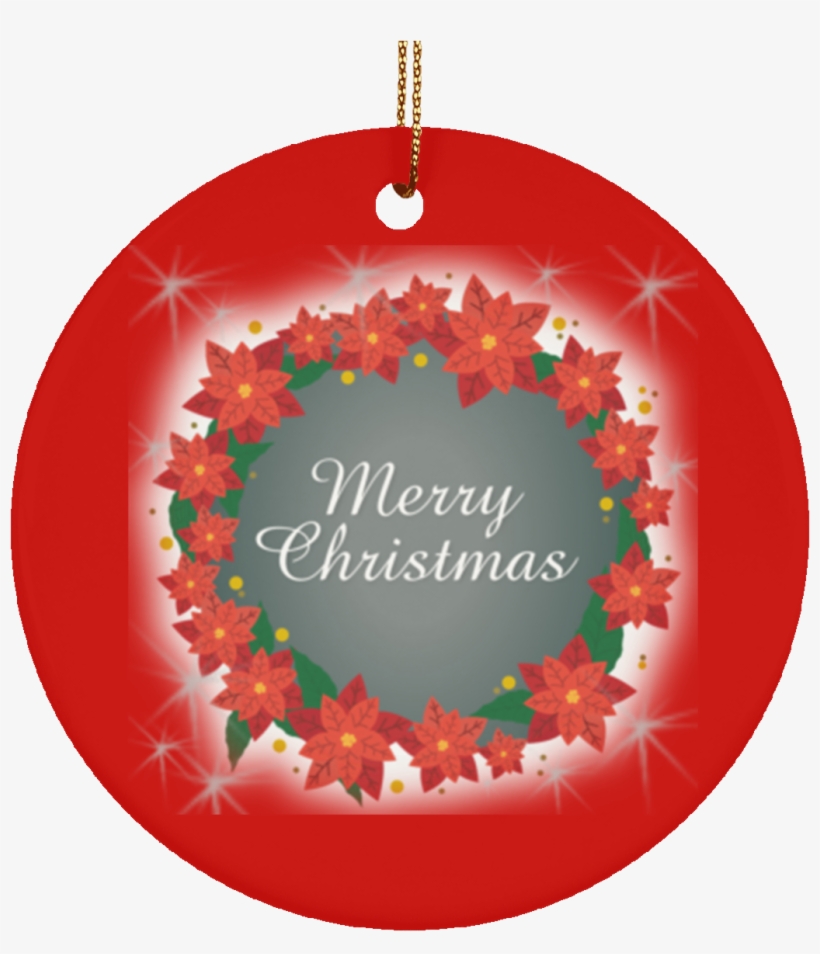 Poinsettia Festive Christmas Tree Decoration New Hanging - Merry Christmas-poinsettias-ribbons-custom Card, transparent png