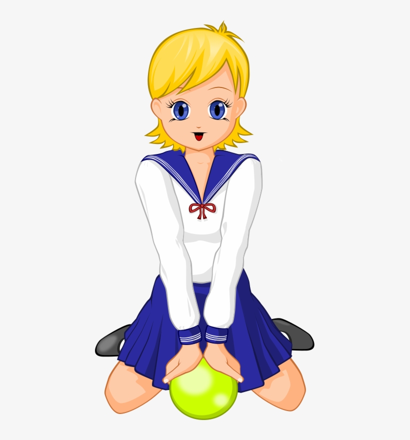 Gopher Anime Schoolgirl With Green Ball - Anime Schoolgirl, transparent png