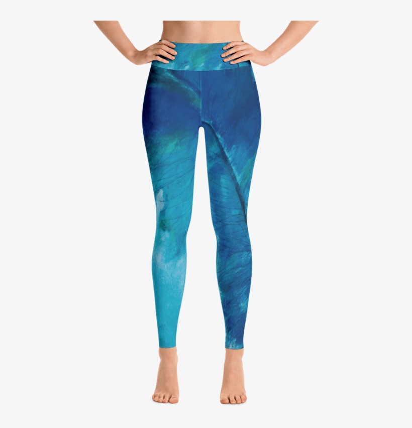 Blue Feather Leggings By Debbie Dannheisser - Yoga Pants, transparent png