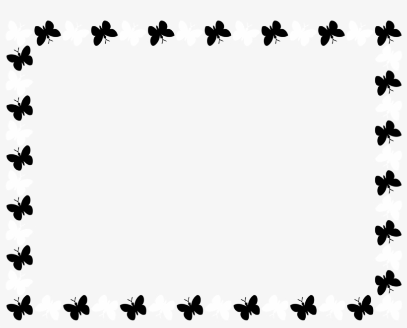 Borders And Frames Butterfly Drawing White Computer - Butterfly Border Black And White, transparent png