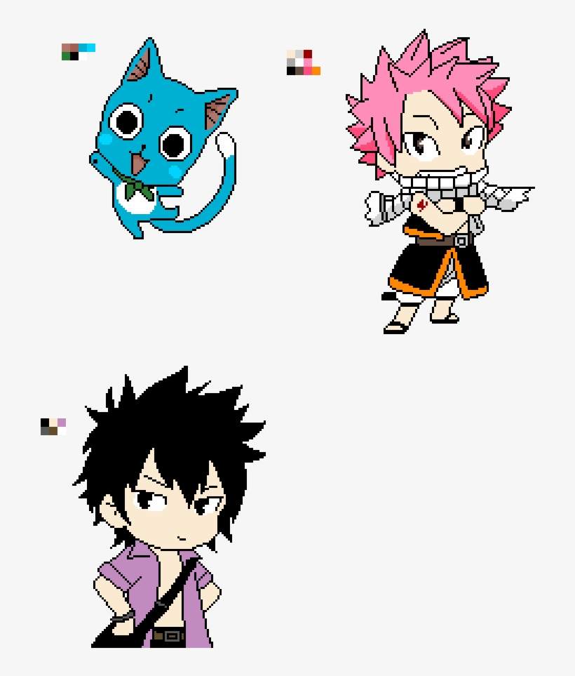 Happy, Natsu, And Gray From Fairy Tail - Gray Fullbuster, transparent png