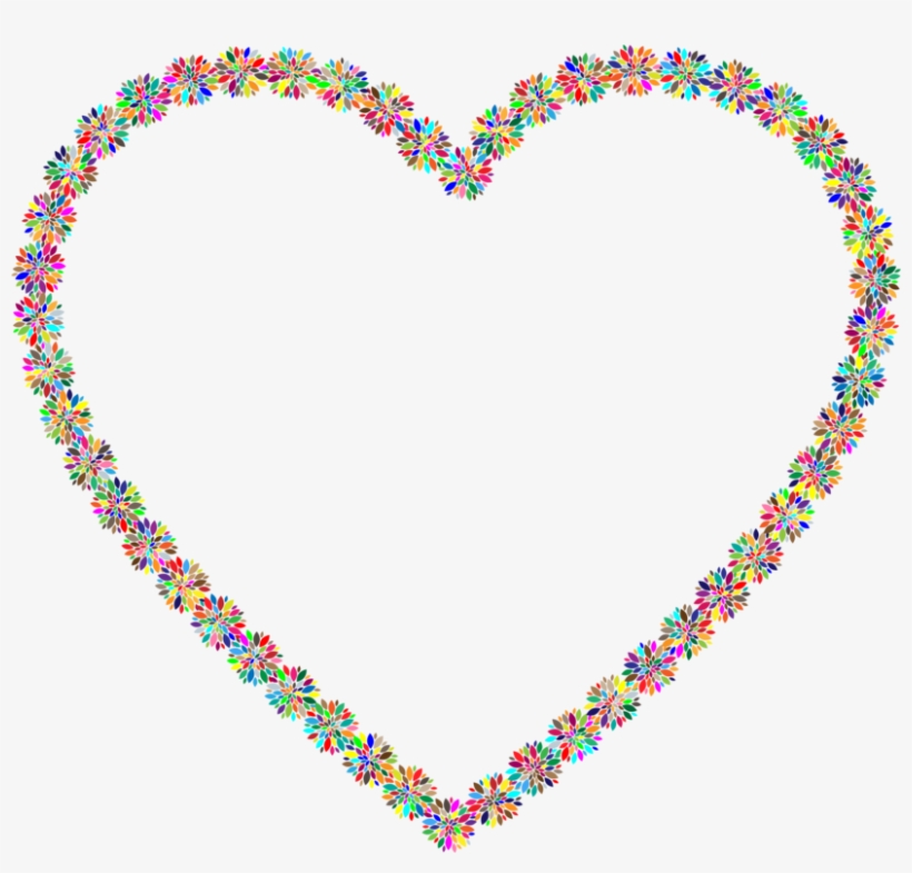 Flower Heart Necklace Shape - Floral Heart Outline Clipart, transparent png