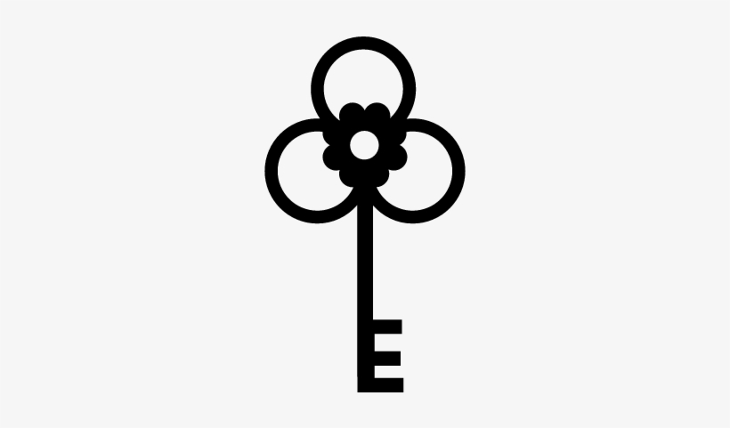 Key With Flower Shape On Three Leaves Vector - Llave Con Forma De Flor, transparent png