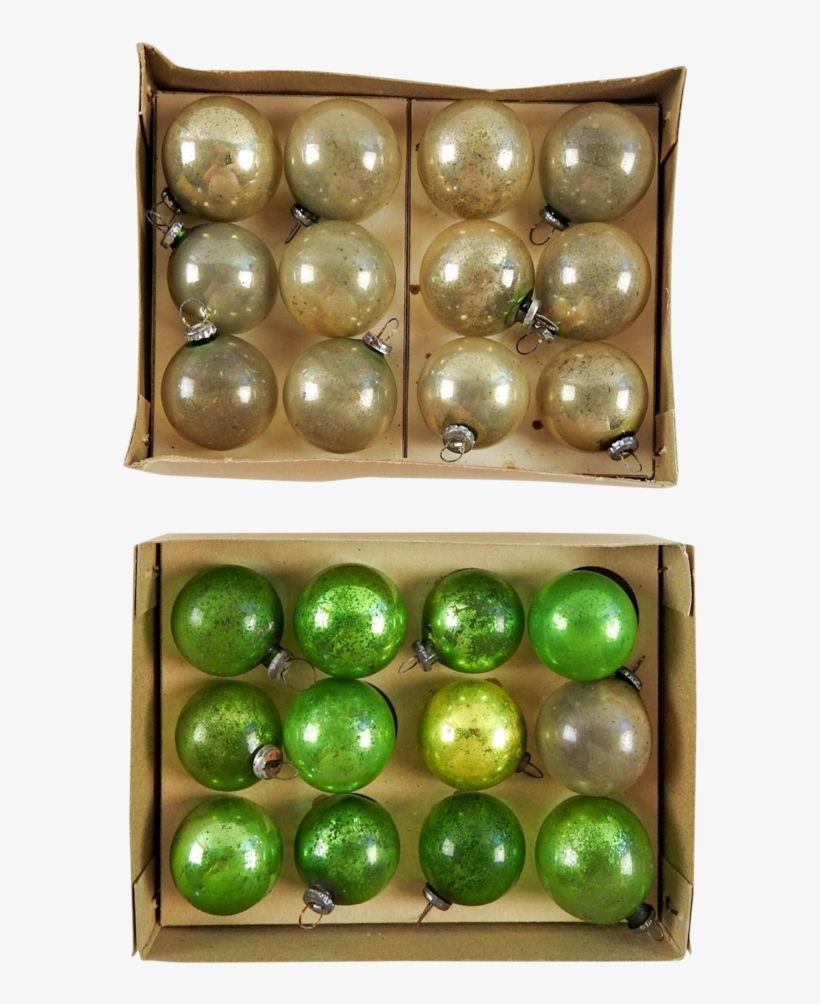 Vintage Mini Green & Silver Christmas Ornaments - Christmas Ornament, transparent png