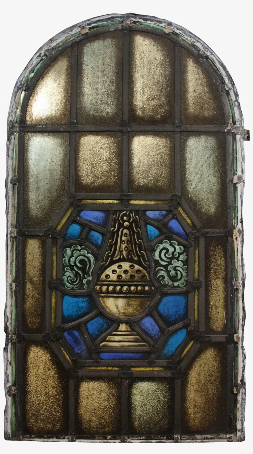 Antique Arched American Stained Glass Window, Thurible - Preservation Station, transparent png