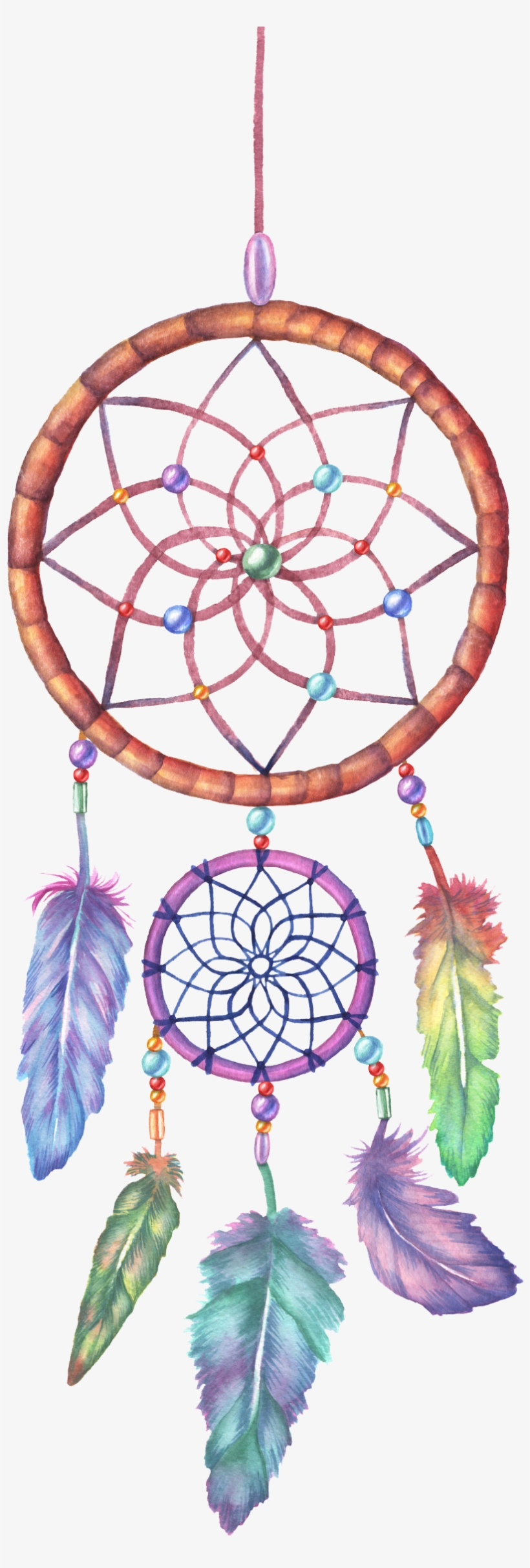 Image Free Stock Dreamcatcher Watercolor Painting Illustration - Colorful Dream Catcher Png, transparent png
