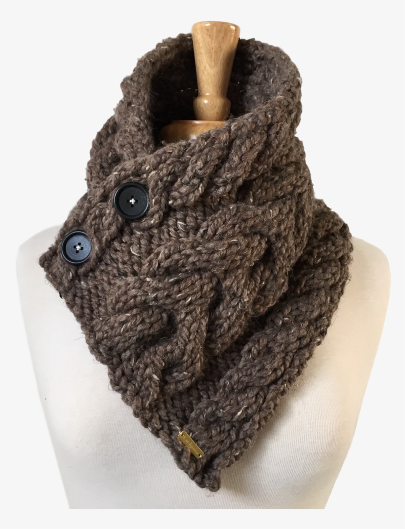 Cabled Button Scarf - Wool, transparent png