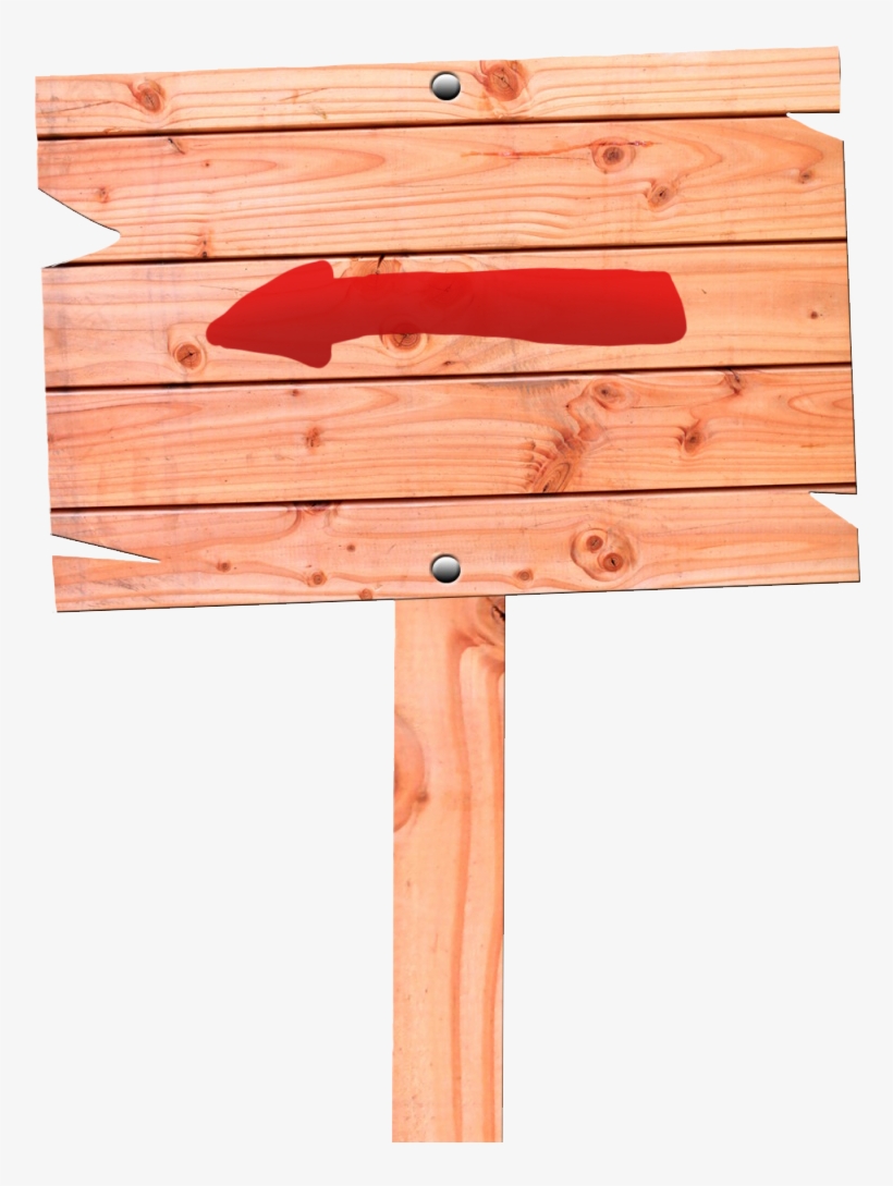 Wood Sign Red Arrow - Clip Art, transparent png