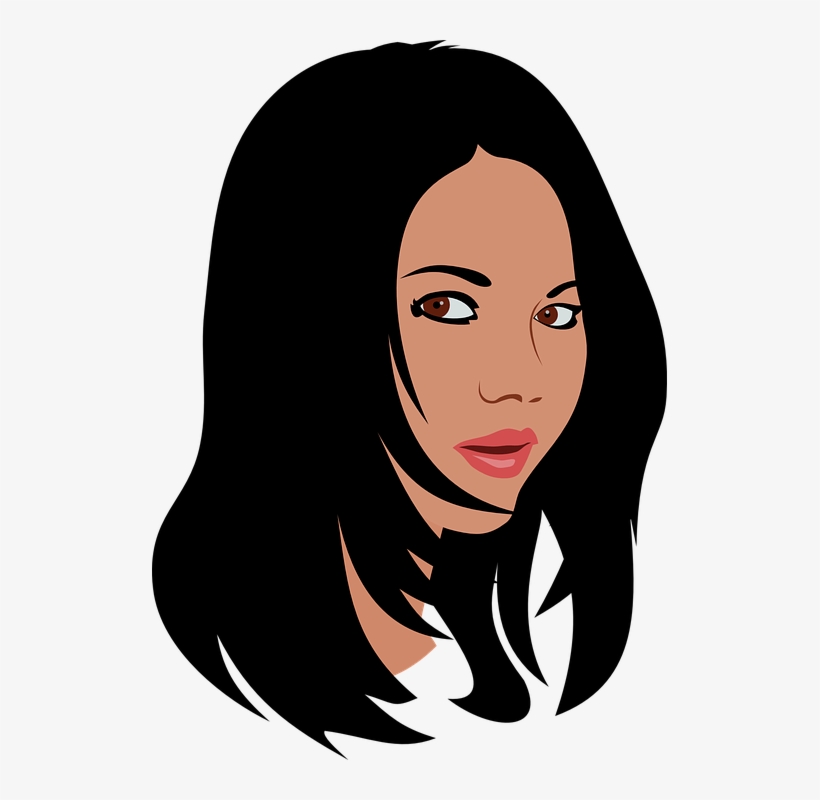 Jpg Transparent Girl With Black Clipart - Long Black Hair Cartoon, transparent png