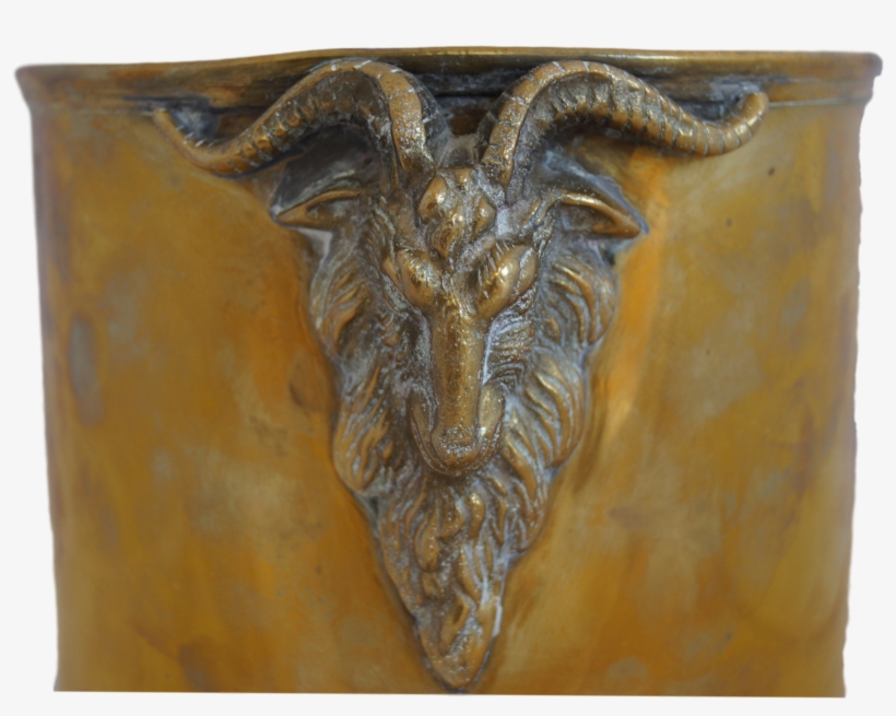 Vintage Spanish Ram's Head Brass Ice Bucket - Carving, transparent png