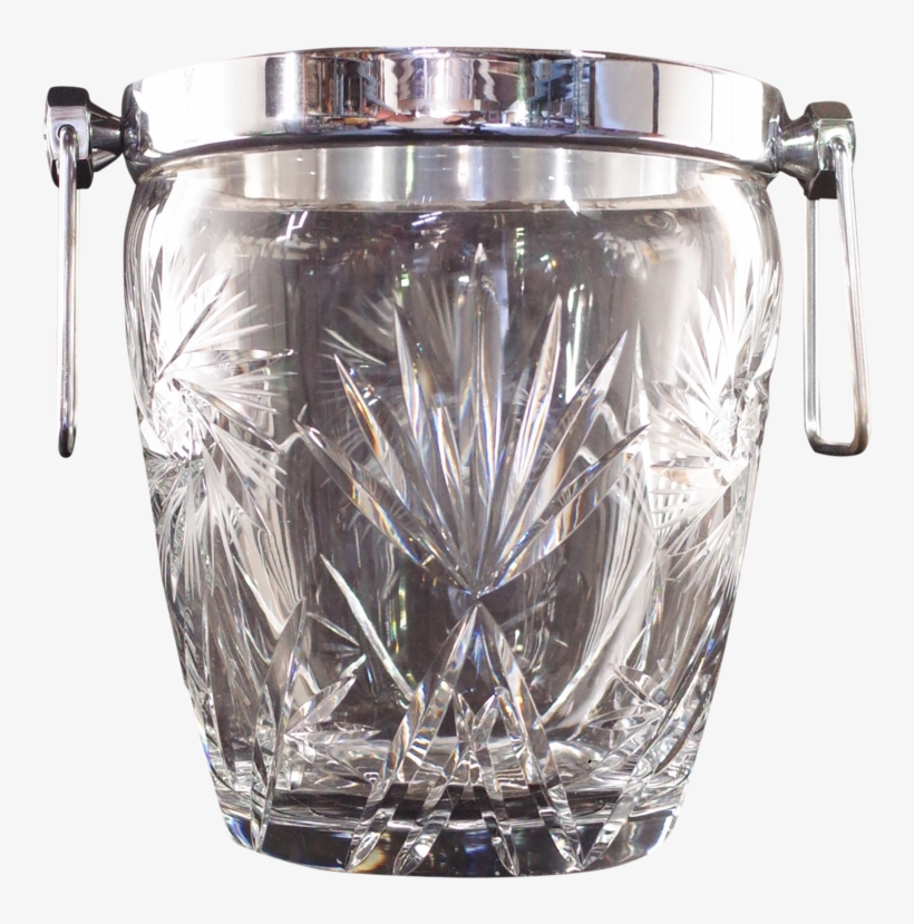 Cut Glass And Chrome Ice Bucket - Glass, transparent png