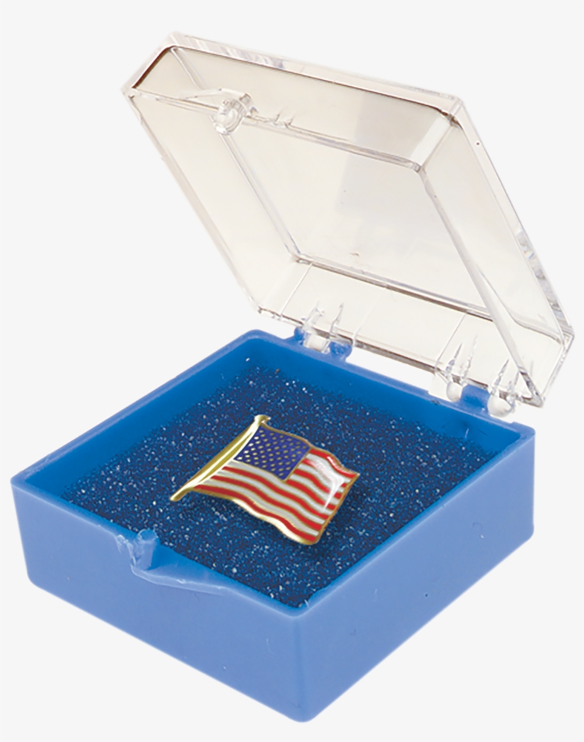 Usa Flag Lapel Pin - Custom 1 5/16" X 1 5/16" Plastic Box With Pad, Promotional, transparent png