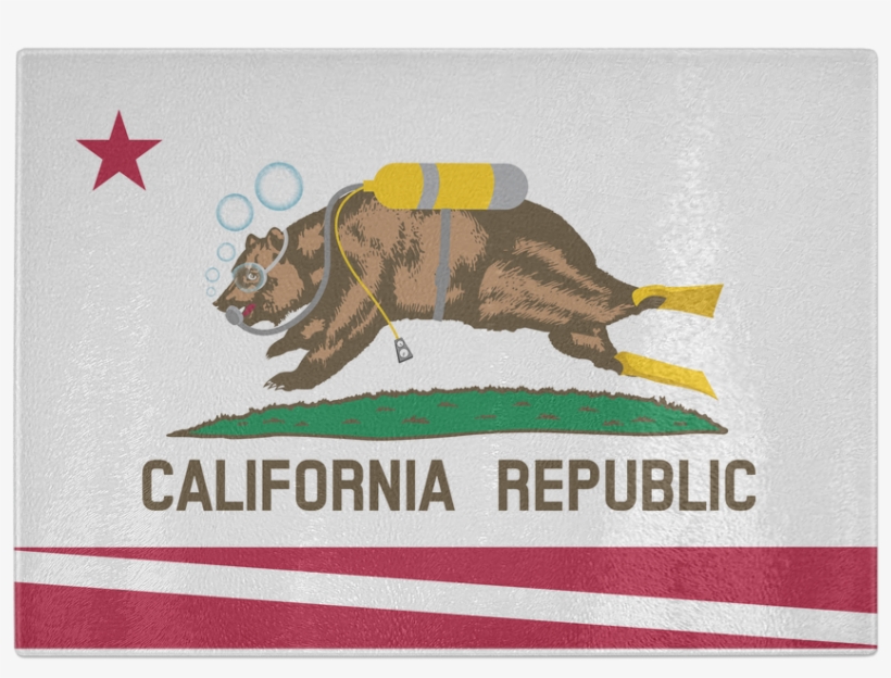 Cutting Board - California Diving - California State Flag - Letterpress - Lantern Press, transparent png