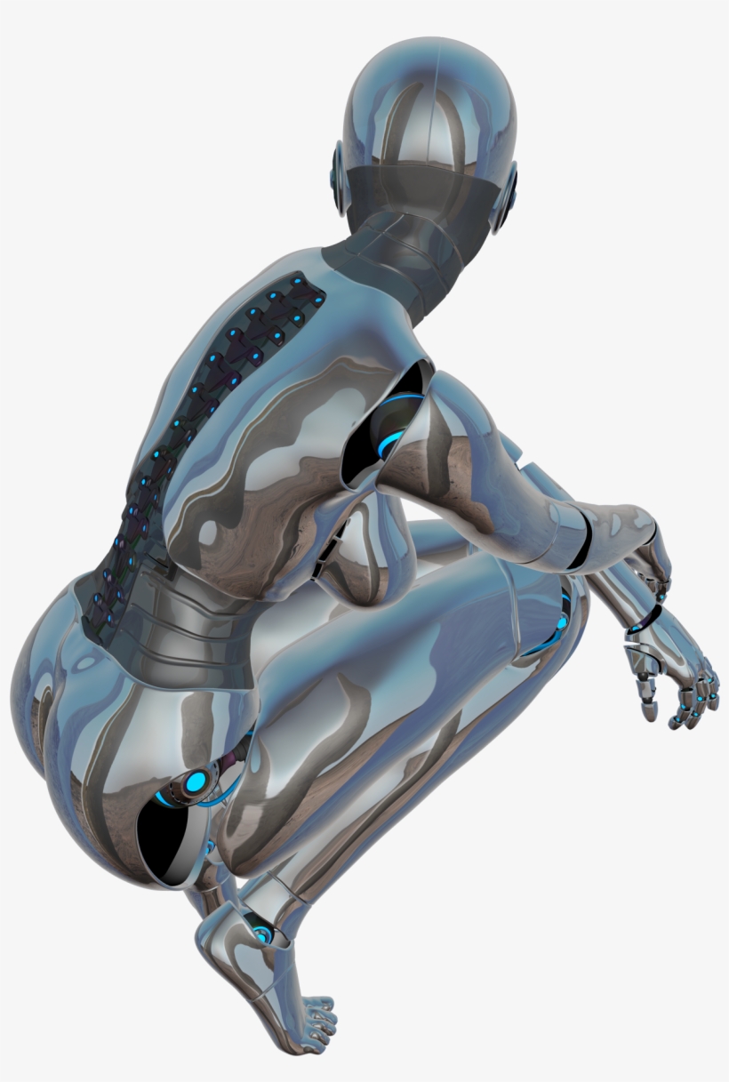 Girl Woman Posing Back Robot - Back Of Robot Png, transparent png
