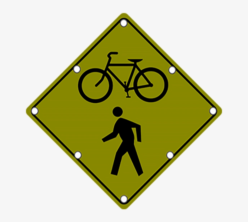 Ts40 - Yellow Diamond Bike And Pedestrian Crossing Signs, transparent png