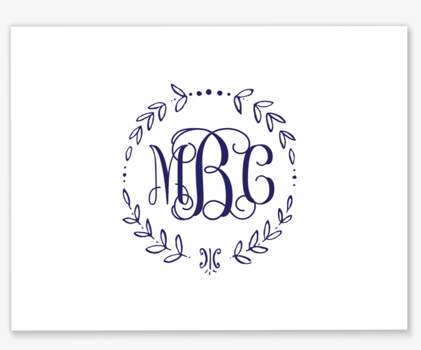 Vine Wreath Monogram Folded Note Card - Belvedere Designs Llc Grateful Thankful Blessed Calligraphy, transparent png