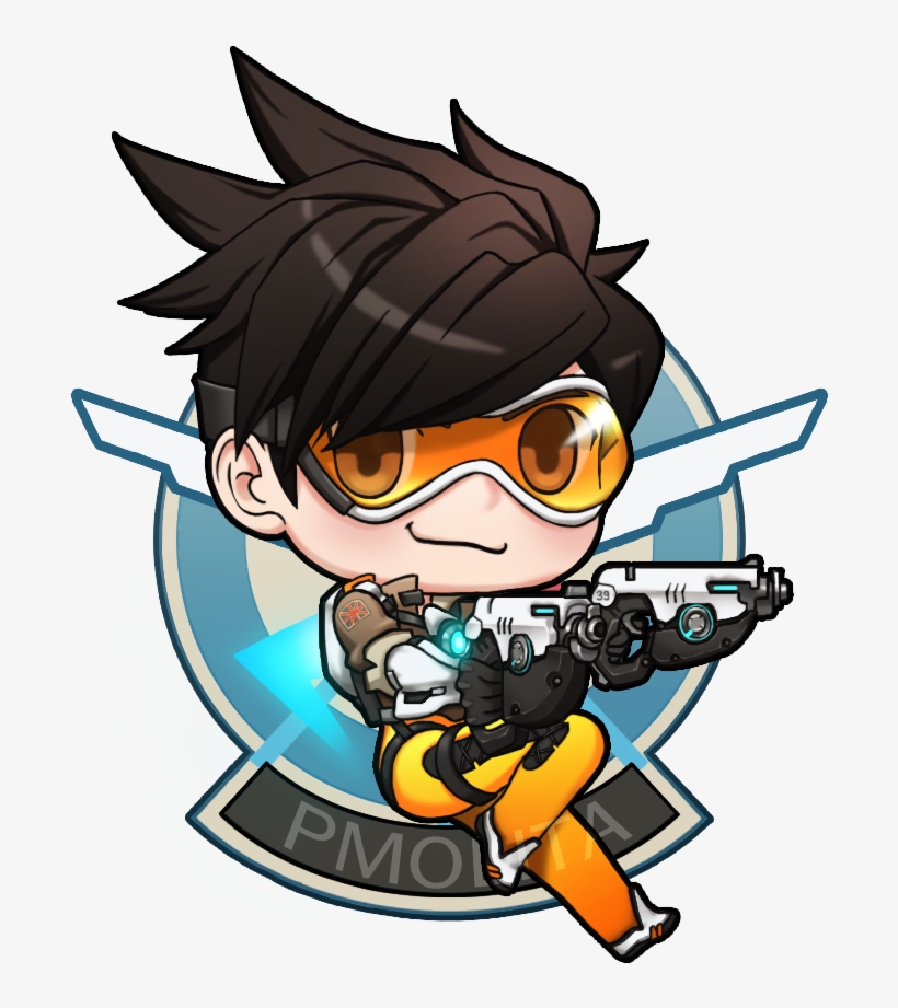 9 Jun - Overwatch Fanart Tracer Chibi, transparent png