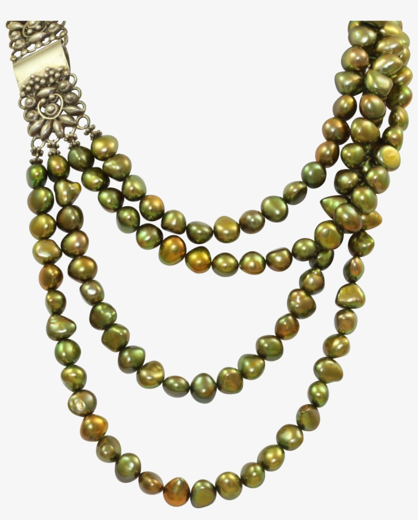 Estate Silver Green Fresh Water Pearl 4 Strand Necklace - The Blushing Brunette Boutique, transparent png