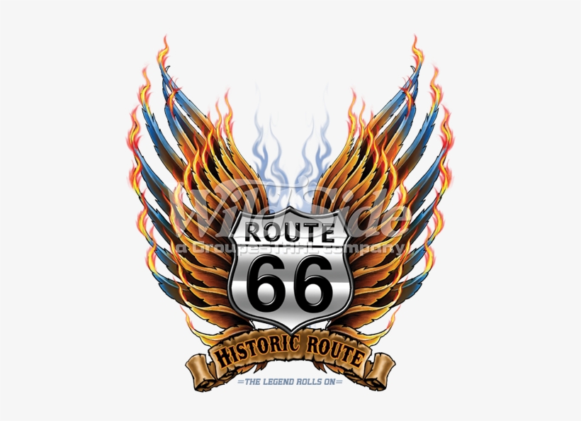 Route 66 Historic Route Spread Wings - Imshirt Route 66 - Flügel Und Flammen, transparent png