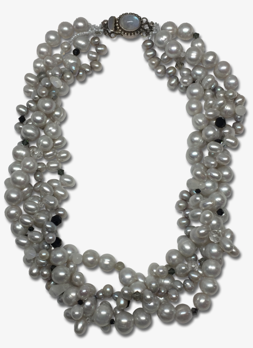 Tangled Pearl Multi Strand Necklace - Pearl, transparent png