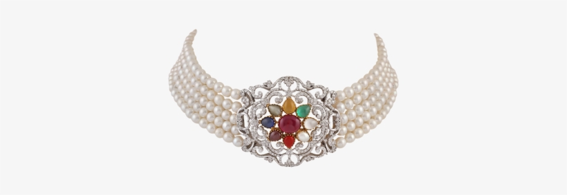 String Of Pearls Png Diamond Pendant Studded In 18k - Gold, transparent png