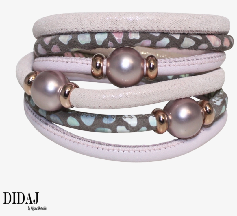 Didaj Pearl Baby Pink Mosaic Italian Wrap Leather Bracelet - Didaj Italian Pink Leather Bracelet With Mouve Mother, transparent png