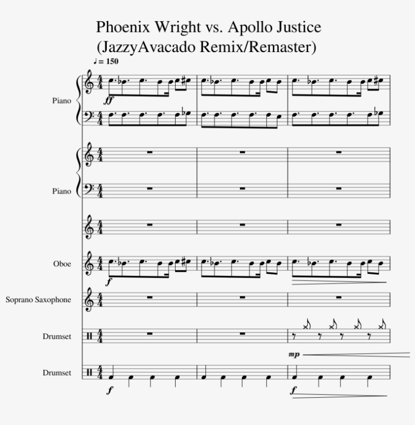 Phoenix Wright Vs - Sheet Music, transparent png