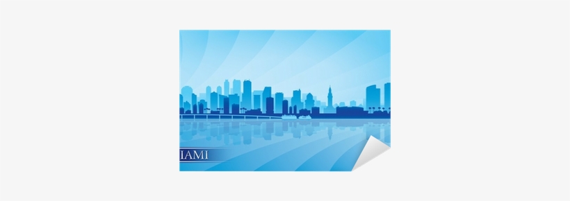 Miami City Skyline Silhouette Background Sticker • - Silhouette, transparent png