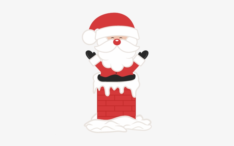Santa In Chimney Svg Scrapbook Cut File Cute Clipart - Santa In The Chimney Clipart, transparent png