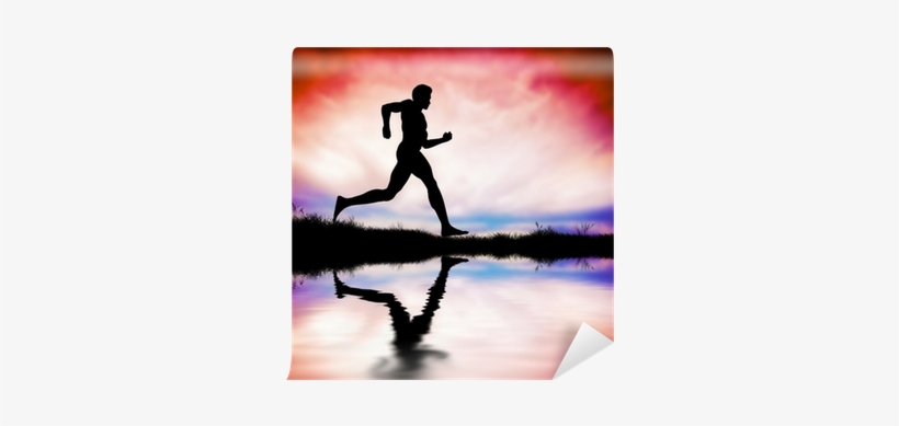 Silhouette Of Man Running At Sunset Wall Mural • Pixers® - Eincar 8 Inch Wince Car Radio Double Din In Dash Car, transparent png