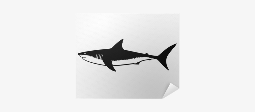 Great White Shark Silhouette Isolated On White Poster - Duvin Design Male Jaws Crew Heather Xl, transparent png
