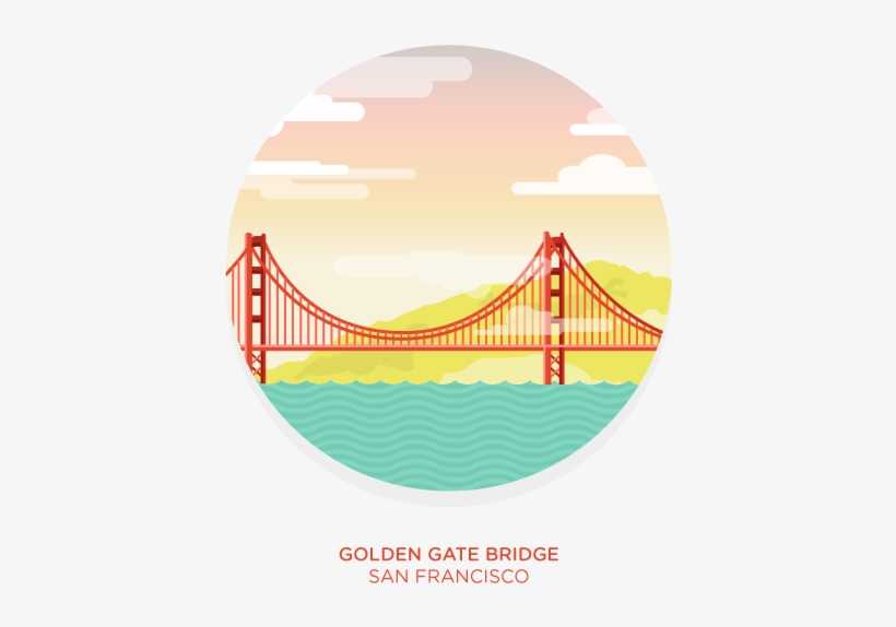 Illustration Of The Golden Gate Bridge, San Francisco, - Bridge, transparent png