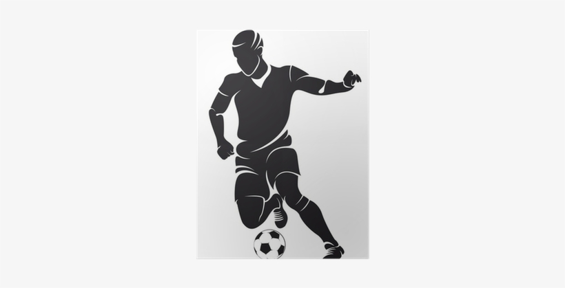 Vector Football Player Silhouette With Ball Isolated - False Soccer Wall Decal Vinyl Wall Sticker Sport Sticker, transparent png