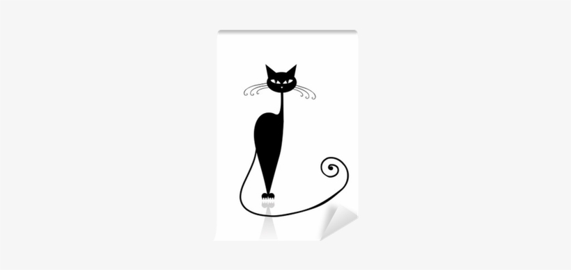 Black Cat Silhouette For Your Design Wall Mural • Pixers® - Black Cat Silhouette, transparent png