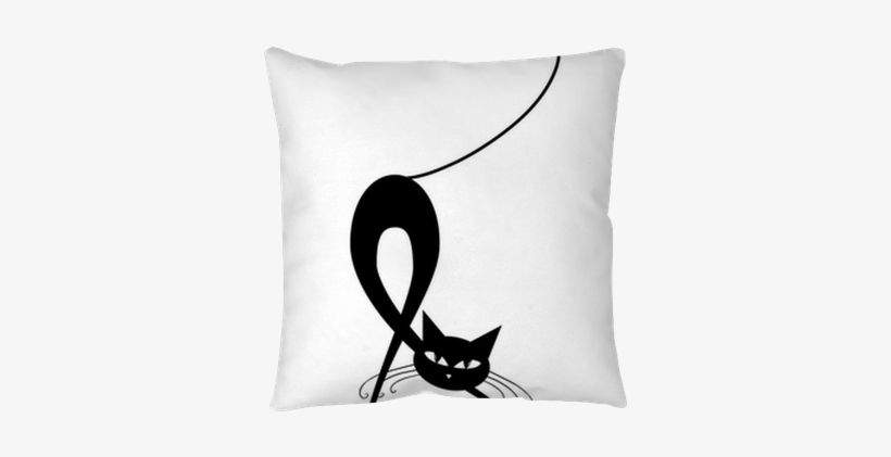 Graceful Black Cat Silhouette For Your Design Pillow - Patrones Gatos En Punto De Cruz, transparent png