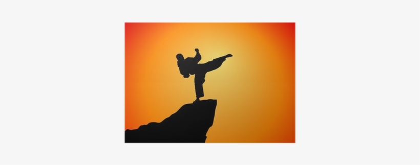 Woman Karate In The Sunset, Silhouette Poster • Pixers® - 1 Martial Arts Bottlecap Necklace Party Favor Glitter, transparent png