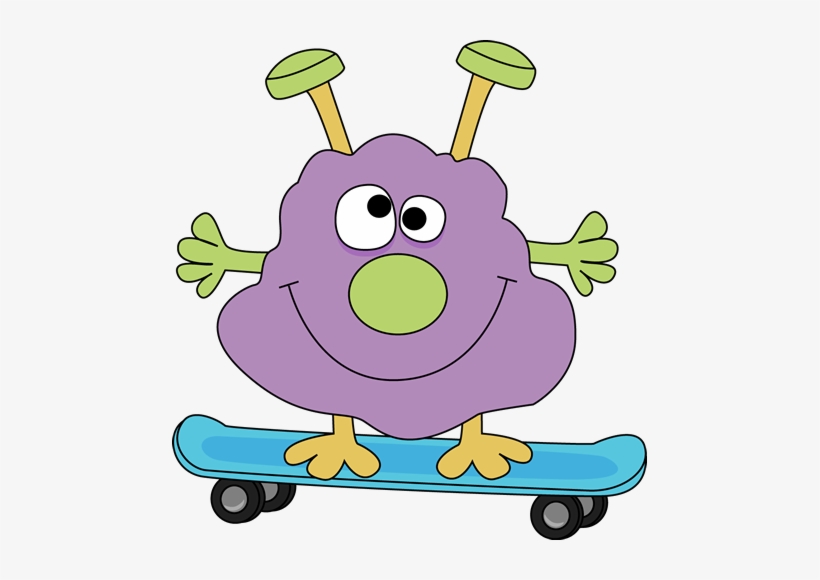 Monster On A Skateboard Clip Art - Cartoon Monster On A Skateboard, transparent png