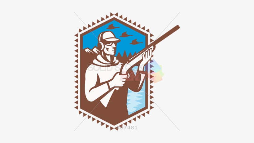 Stock Illustration Of Old Fashioned Cartoon Drawing - Hunter With Shotgun Rifl Square Car Magnet 3" X 3", transparent png