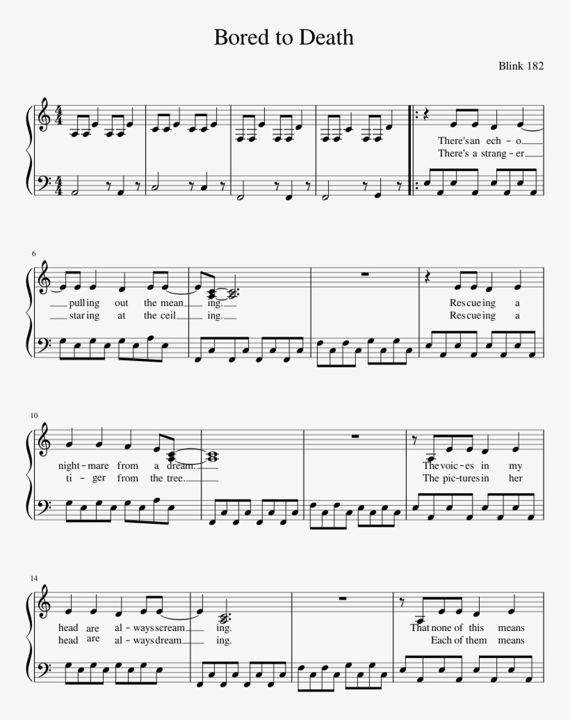 Boredom Piano Sheet Music, transparent png