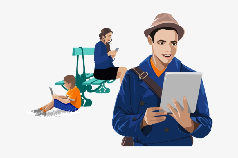 Several People Reading At Tablet - Mobile Phone, transparent png