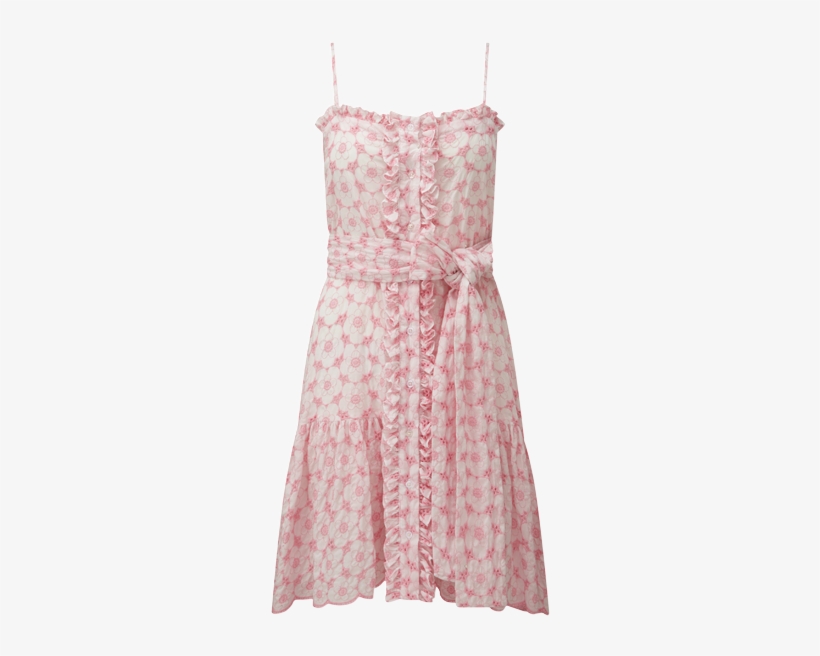 Poppy Pink And White Eyelet Mini Slip Dress - Slip Dress, transparent png