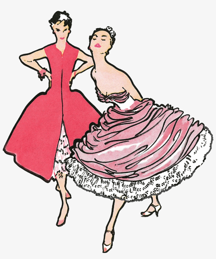 Woman In Pink Vintage Dresses Png - Dress, transparent png