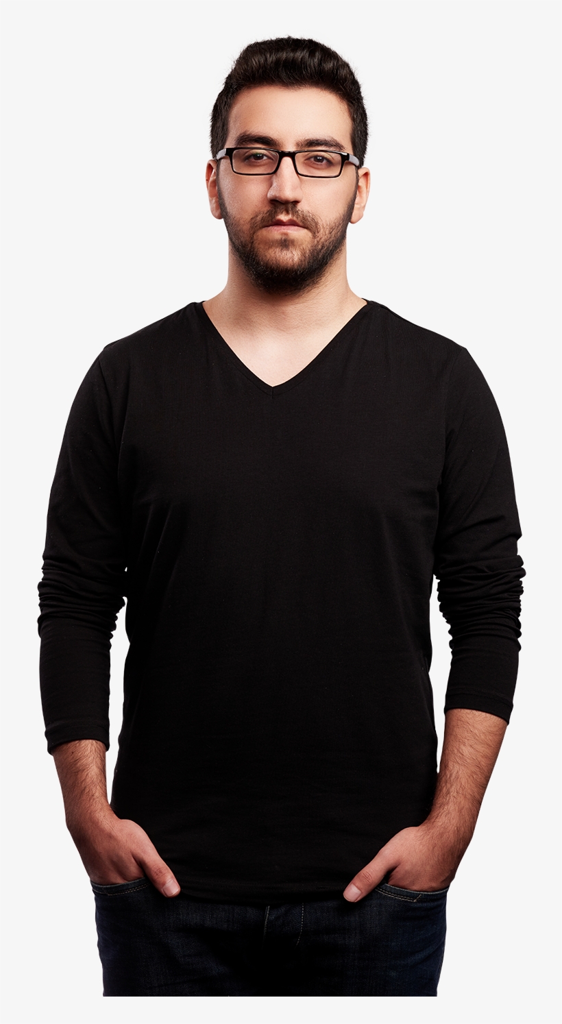 Man Model In Black Tee, transparent png
