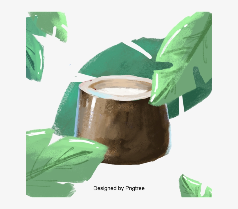 Cartoon Hand-painted Coconut Design, Cartoon, Hand - Caffeinated Drink, transparent png