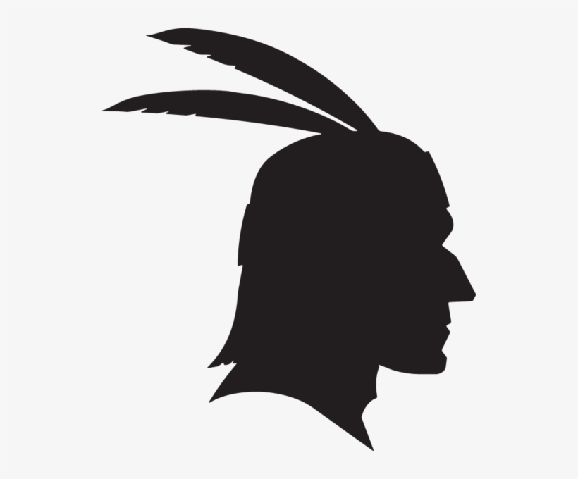 Silhouette Of Native American Head With Feathers - Native American Png, transparent png